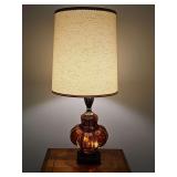 MCM table lamp. Glass base illuminates. 35 in tall.