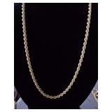 14K yellow gold rope chain. 18 in long