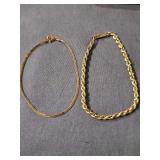 Two 14K yellow gold bracelets. Weight  grams