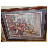 Framed floral print by Barbara Mock. 22x18 in tall.