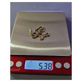 Rope bracelet marked 417, European marking for 10 karat gold. Wait is 5.38 grams. Clasp needs repair as shown.