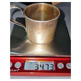 Sterling silver baby cup. Engraved "Joan". Weighs 34.73 grams.