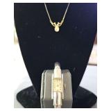 Gold filled Benrus bracelet watch and necklace.