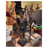 Beautiful vintage bronze Blackamoor figural candle holder - 37-1/4” tall - does show slight wear but overall a beauty
