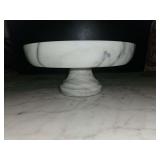 Solid marble pedestal cake stand with Gray veining
