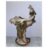Art Nouveau style Bohemian glazed porcelain Royal Dux figural centerpiece