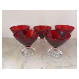 Set of (5 Anchor Hocking Royal Ruby Red Boopie dessert cups - 3-1/2” tall