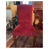 Maroon microfiber-type fabric parlor chair - 20-1/2 x 17-1/2 x 18-1/2 tall to seat (40” tall overall) - very small spot on seat