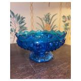 Vintage Fenton Blue Hobnail Multi Candle Holder/Centerpiece - 6-1/2”D x 3-3/ tall