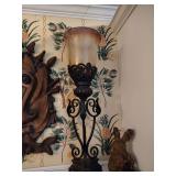 Tuscany style heavy black metal base mantle lamp