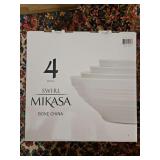 NIB Mikasa 4 piece swirl bone china