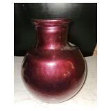Vintage ruby red hand-blown glass centerpiece vase - 100% Recycled Glass by VIDRIOS San Miguel - 13” tall