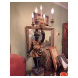 Vintage Italian Venetian-style blackamoor statue candlestick holder - approx. 48” tall to top of bulb - working condition
