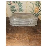 Set of (4) square English Hobnail Clear (Round Base) salad plates