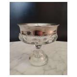 Kings Crown Thumbprint Silverplate Rim Compote