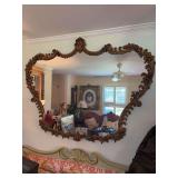 Large French Provincial style mirror with a gold-leaf ornate frame - approx. 68 x 52-1/2