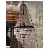 French Antique Basket Chandelier- prisms are missing - will need knowledge and tools to remove hard wire connection - approx. 36” tall