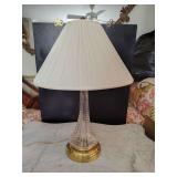 WATERFORD CRYSTAL TABLE LAMP - Flared cut crystal base rising to a slender tapered column - 27-1/2" tall. Working condition