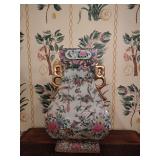 Asian themed floor vase with gold accents