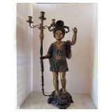 Beautiful vintage bronze Blackamoor figural candle holder - 37-1/4” tall - does show slight wear but overall a beauty