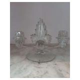 Meadow Rose Clear Flame Double Candlestick by Fostoria - 10” across x 7” tall
