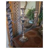 Unmarked weighted sterling Candelabra monogrammed - 1298 grams