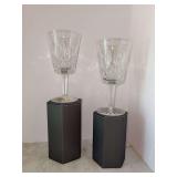 Pair of Waterford Lismore Pattern Crystal Goblets - 7” tall