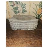 Set of (5) square English Hobnail Clear (Round Base) salad plates
