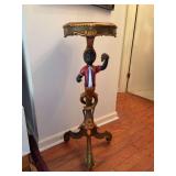 Very nice vintage handpainted Venetian Blackamoor pedestal table - 13”D x 37” tall