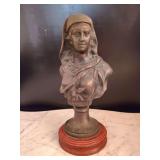 Vintage Solid Bronze Renaissance Lady Bust Sculpture 14” Classical Woman