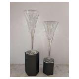 Pair of Waterford Crystal Lismore Pattern Toasting Flutes - 9-1/4” tall