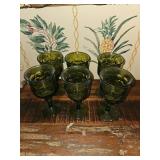 Fostoria Argus avocado green water goblets from the 1960s. Set of 6