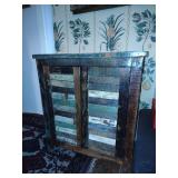 Distressed looked solid wood accent cabinet