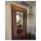 Large English Gothic Continental Style Ebonized Gilded Mantle Buffet Mirror