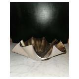 Art Deco wood grain pattern scalloped edge centerpiece bowl