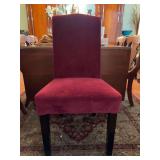 Maroon microfiber-type fabric parlor chair - 20-1/2 x 17-1/2 x 18-1/2 tall to seat (40” tall overall)