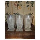 Set of 12 Vintage WESTMORELAND Clear Glass English Hobnail Square Base Ice tea Goblets - 6-1/4” tall
