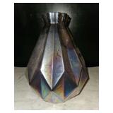 Wide purple iridescent diamond pattern vase