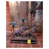 Bronze and cast iron elephant candle holder