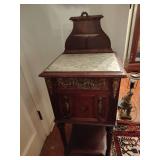 19th Century Mahogany Marble-Top Nightstand with Bronze Decoration