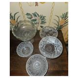 Grouping of various size and designs decorative glass compotes