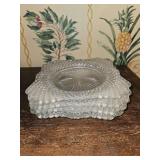 Set of (4) square English Hobnail Clear (Round Base) salad plates