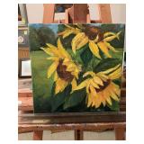 12 in.² oil sunflowers on canvas