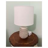 Set of two white bedside lamps 6“ x 17“ with the shade being 10 inches wide ￼