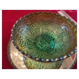 Imperial iridescent green grape and cable bowl 7” x 2 1/2”