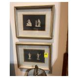 Set of two nicely framed Roman wall art pictures 15“ x 12“