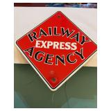 Railway express agency reproduction porcelain sign 8 in.²