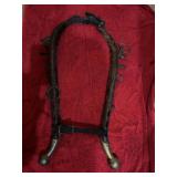 Antique Hames horse collar, brass ball yoke