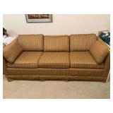 Vintage striped couch gold and tan colored.. 76“ x 36“ x 30“ seat height being18 inches. ￼ Pull out bed. Upstairs. Bring help to remove