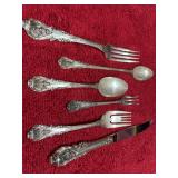 Wallace Sterling Silver six piece flatwear set. 186 gram total without knife.